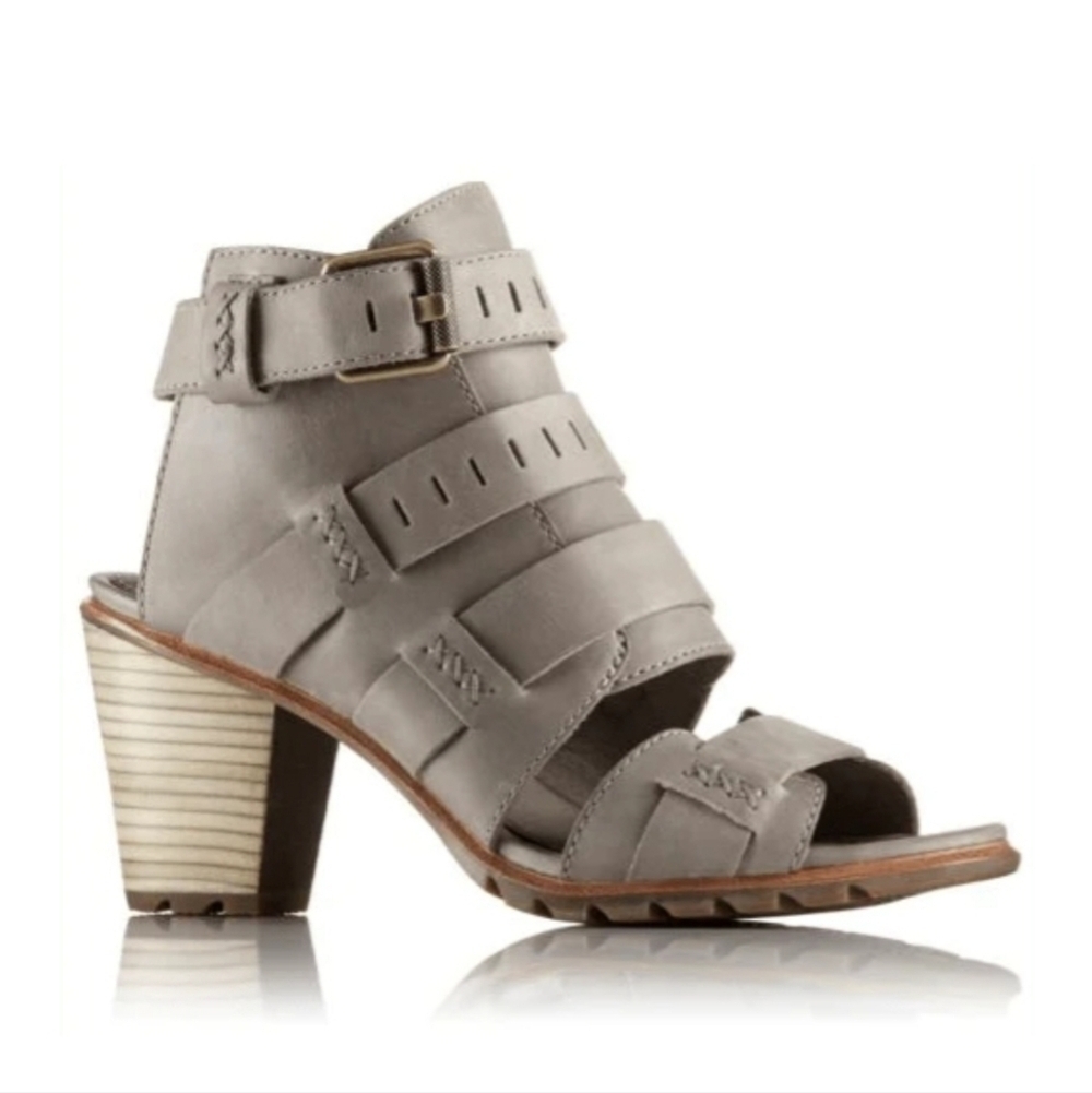 Sorel Women Nadia Buckle Kettle Ankle Leather Heels Shoes sz 10